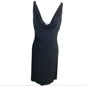 WHBM black cowl neck dress with side ruching - 6